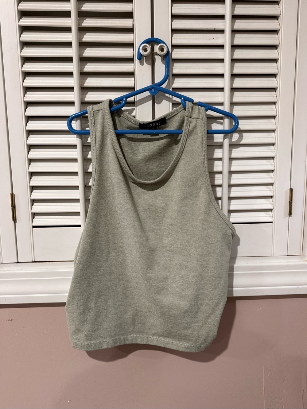 Zobha Light Sage Ribbed Scoop Neck Tank